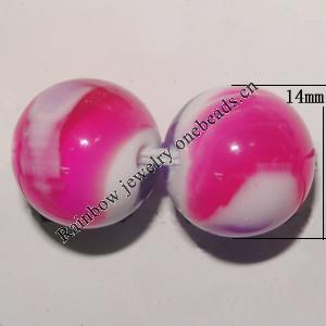 Resin Beads, Round 14mm Hole:2.5mm Sold by Bag