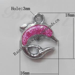 CCB plastic Pendant with enamel, Dolphin 26x21mm Hole:3mm, Sold by Bag