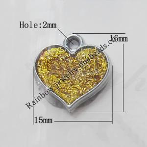 CCB plastic Pendant with enamel, Heart 16x15mm Hole:2mm, Sold by Bag