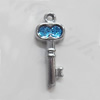 CCB plastic Pendant with enamel, Key 22x9mm Hole:1mm, Sold by Bag