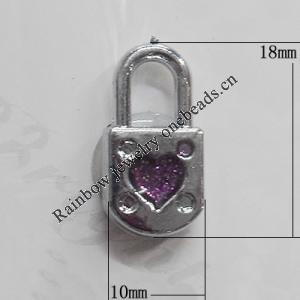 CCB plastic Pendant with enamel, Lock 18x10mm, Sold by Bag