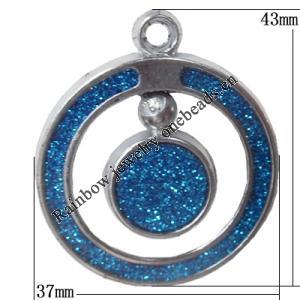 CCB plastic Pendant with enamel, Donut 37x43mm, Sold by Bag