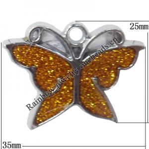 CCB plastic Pendant with enamel, Butterfly 35x25mm Hole:3mm, Sold by Bag