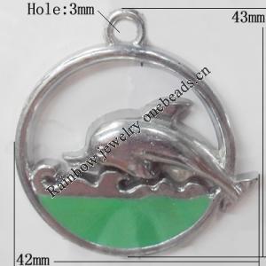 CCB plastic Pendant with enamel, 43x42mm Hole:3mm, Sold by Bag