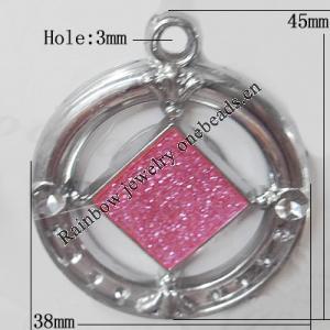 CCB plastic Pendant with enamel, 45x38mm Hole:3mm, Sold by Bag