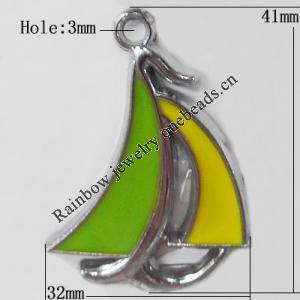 CCB plastic Pendant with enamel, 41x32mm Hole:3mm, Sold by Bag