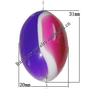Resin Beads, Oval 31x20mm Hole:2mm Sold by Bag