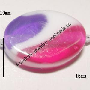 Resin Beads, Flat Oval 15x10mm Hole:1mm Sold by Bag