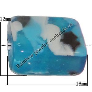 Resin Beads, Rectangle 16x12mm Hole:1mm Sold by Bag