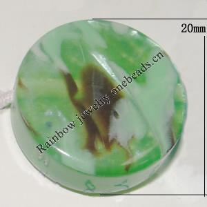 Resin Beads, Flat Round 20mm Thickness:6mm Hole:2mm Sold by Bag
