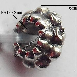 Bead Zinc Alloy Jewelry Findings Lead-free, 3x6mm Hole:2mm, Sold by Bag