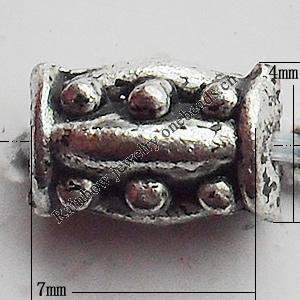 Bead Zinc Alloy Jewelry Findings Lead-free, 4x7mm Hole:1mm, Sold by Bag