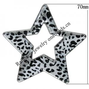 Coloured Acrylic Pendant, Hollow Star 70mm Hole:2mm, Sold by Bag
