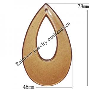 Coloured Acrylic Pendant, Hollow Teardrop 78x45mm Hole:1mm, Sold by Bag