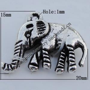 Pendant Zinc Alloy Jewelry Findings Lead-free, Elephand  20x15mm Hole:1mm Sold by Bag