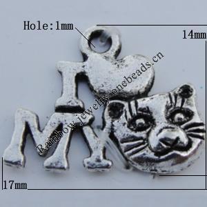 Pendant Zinc Alloy Jewelry Findings Lead-free, 17x14mm Hole:1mm Sold by Bag