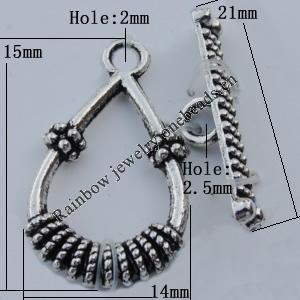 Clasp Zinc Alloy Jewelry Findings Lead-free, 14x15mm Hole:2mm Sold by KG
