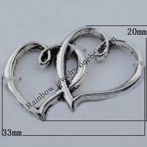 Pendant Zinc Alloy Jewelry Findings Lead-free, 33x20mm Hole:8mm Sold by Bag