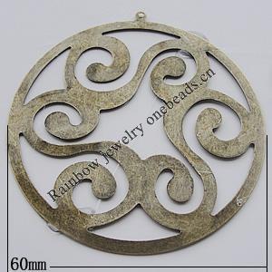 Iron Jewelry finding Pendant Lead-free, 60mm Hole:1mm, Sold by Bag