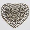 Iron Jewelry finding Pendant Lead-free, Heart 50x45mm Hole:1mm, Sold by Bag