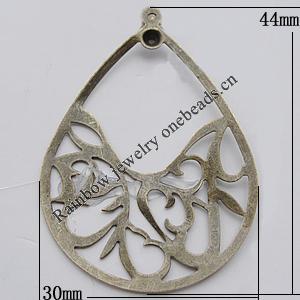 Iron Jewelry finding Connectors/links Pb-free, Teardrop 30x44mm Hole:1mm, Sold by Bag
