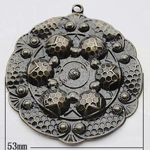 Iron Jewelry finding Pendant Lead-free, Round 53mm, Sold by Bag