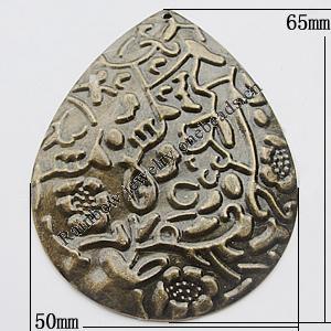Iron Jewelry finding Pendant Lead-free, Teardrop 50x65mm, Sold by Bag