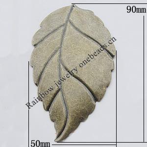 Iron Jewelry finding Pendant Lead-free, Leaf 50x90mm, Sold by Bag