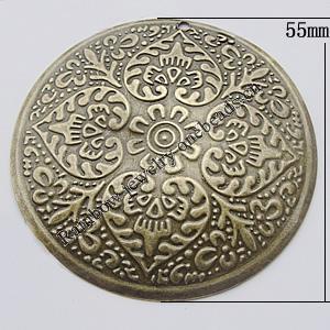 Iron Jewelry finding Pendant Lead-free, Round 55mm Hole:1mm, Sold by Bag