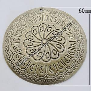 Iron Jewelry finding Pendant Lead-free, Round 60mm, Sold by Bag