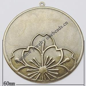 Iron Jewelry finding Pendant Lead-free, Round 60mm, Sold by Bag