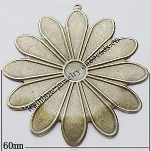 Iron Jewelry finding Pendant Lead-free, Flower 60mm, Sold by Bag
