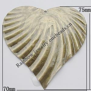 Iron Jewelry finding Pendant Lead-free, Heart 70x75mm, Sold by Bag