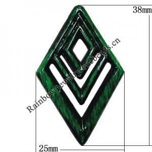 Handmade Acrylic Enamel Pendant, Diamond 38x25mm, Sold by Bag