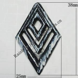 Handmade Acrylic Enamel Pendant, Diamond 38x25mm, Sold by Bag