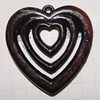 Handmade Acrylic Enamel Pendant, Heart 35x34mm Hole:2mm, Sold by Bag