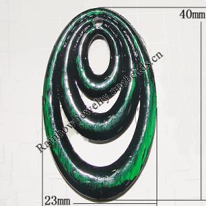 Handmade Acrylic Enamel Pendant, Flat Oval 40x23mm Hole:1mm, Sold by Bag