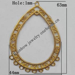 Connector, Lead-free Zinc Alloy Jewelry Findings, 44x63mm Hole=1mm, Sold by Bag