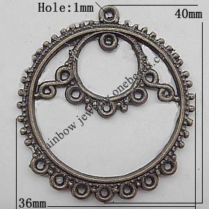Connector, Lead-free Zinc Alloy Jewelry Findings, 40x36mm Hole=1mm, Sold by Bag