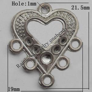 Connector, Lead-free Zinc Alloy Jewelry Findings, 19x21.5mm Hole=1mm, Sold by Bag