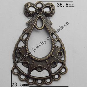 Connector, Lead-free Zinc Alloy Jewelry Findings, 23.5x35.5mm Hole=1mm, Sold by Bag