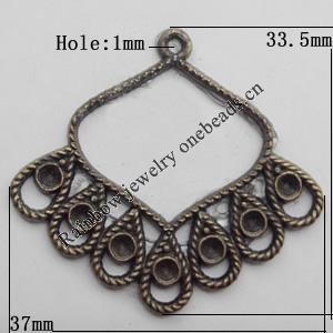 Connector, Lead-free Zinc Alloy Jewelry Findings, 37x33.5mm Hole=1mm, Sold by Bag