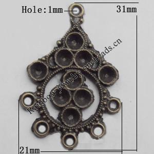 Connector, Lead-free Zinc Alloy Jewelry Findings, 21x31mm Hole=1mm, Sold by Bag