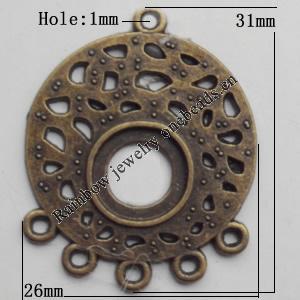 Connector, Lead-free Zinc Alloy Jewelry Findings, 26x31mm Hole=1mm, Sold by Bag