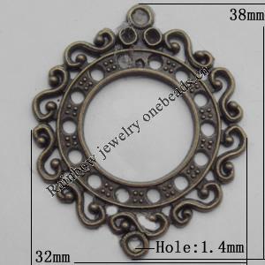 Connector, Lead-free Zinc Alloy Jewelry Findings, 32x38mm Hole=1.4mm, Sold by Bag