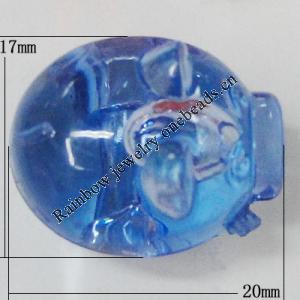 Transparent Acrylic Beads, Pig 20x17mm Hole:1mm, Sold by Bag