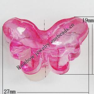 Transparent Acrylic Beads, Butterfly 27x19mm Hole:1mm, Sold by Bag