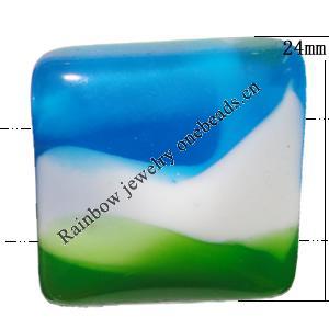 Resin Beads, Square 24mm  Hole:2mm Sold by Bag