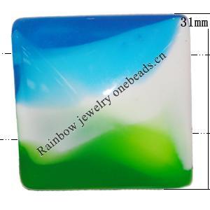 Resin Beads, Square 31mm  Hole:2mm Sold by Bag