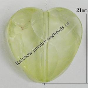 Transparent Acrylic Beads, Heart 21x21mm Hole:1.5mm, Sold by Bag